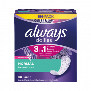 Always dailies 3in1 Fresh & Protect Normal Frischeduft, Slipeinlagen, 56 Stück